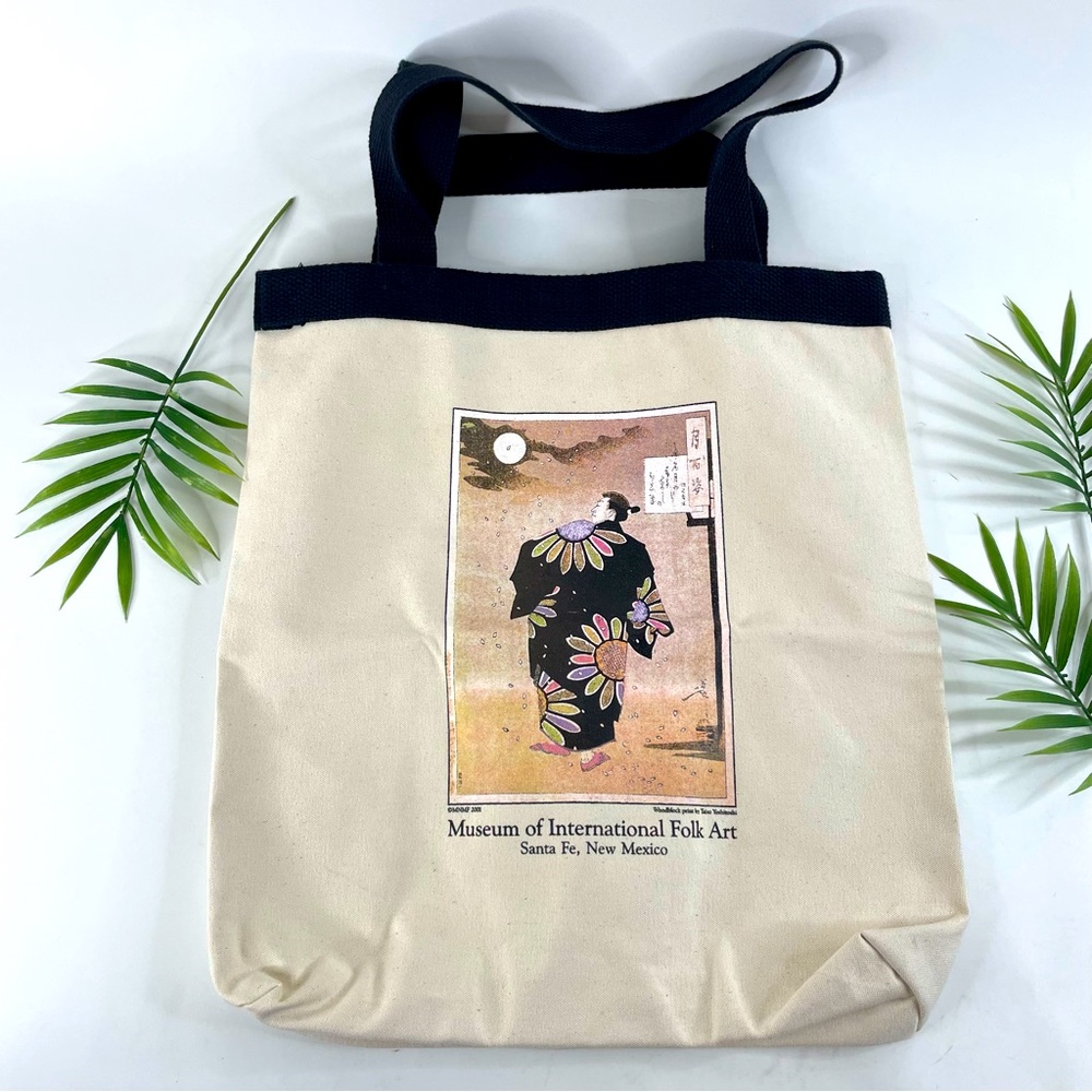 Vintage Museum Of National Folk Art 17x18 Asian Print Hipster Canvas Tote Bag
